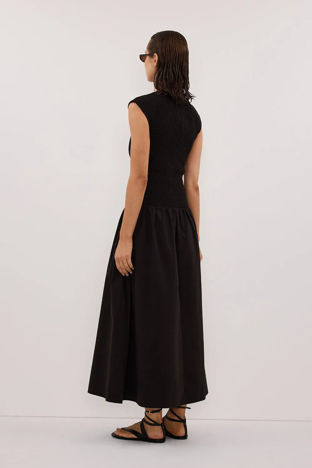 RUBI BLACK COTTON MIDI DRESS sold by Dissh product image thumbnail 4