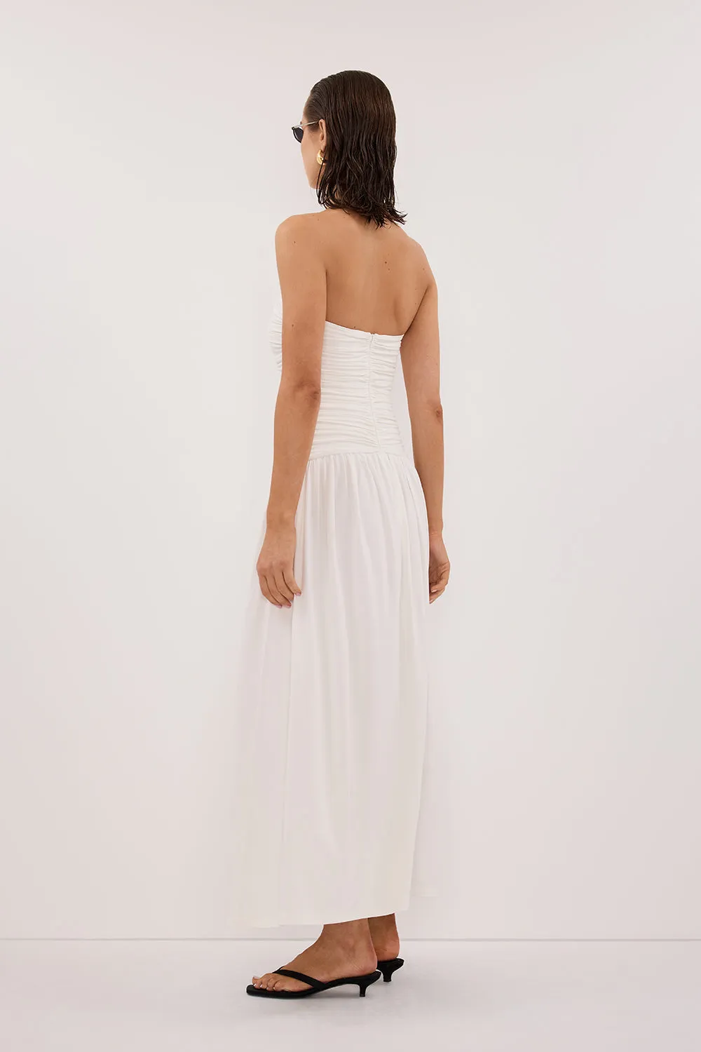 SHARI OFF WHITE STRAPLESS BANDEAU MIDI DRESS sold by Dissh product image thumbnail 4