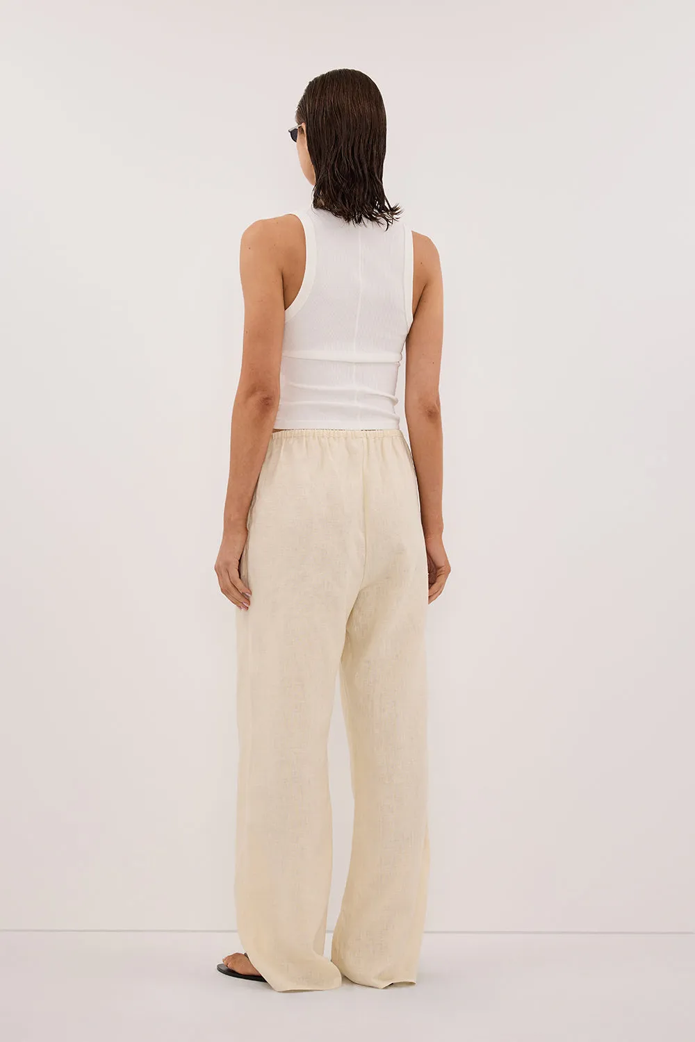 CARLA STRAW DRAWSTRING LINEN PANT sold by Dissh product image thumbnail 4