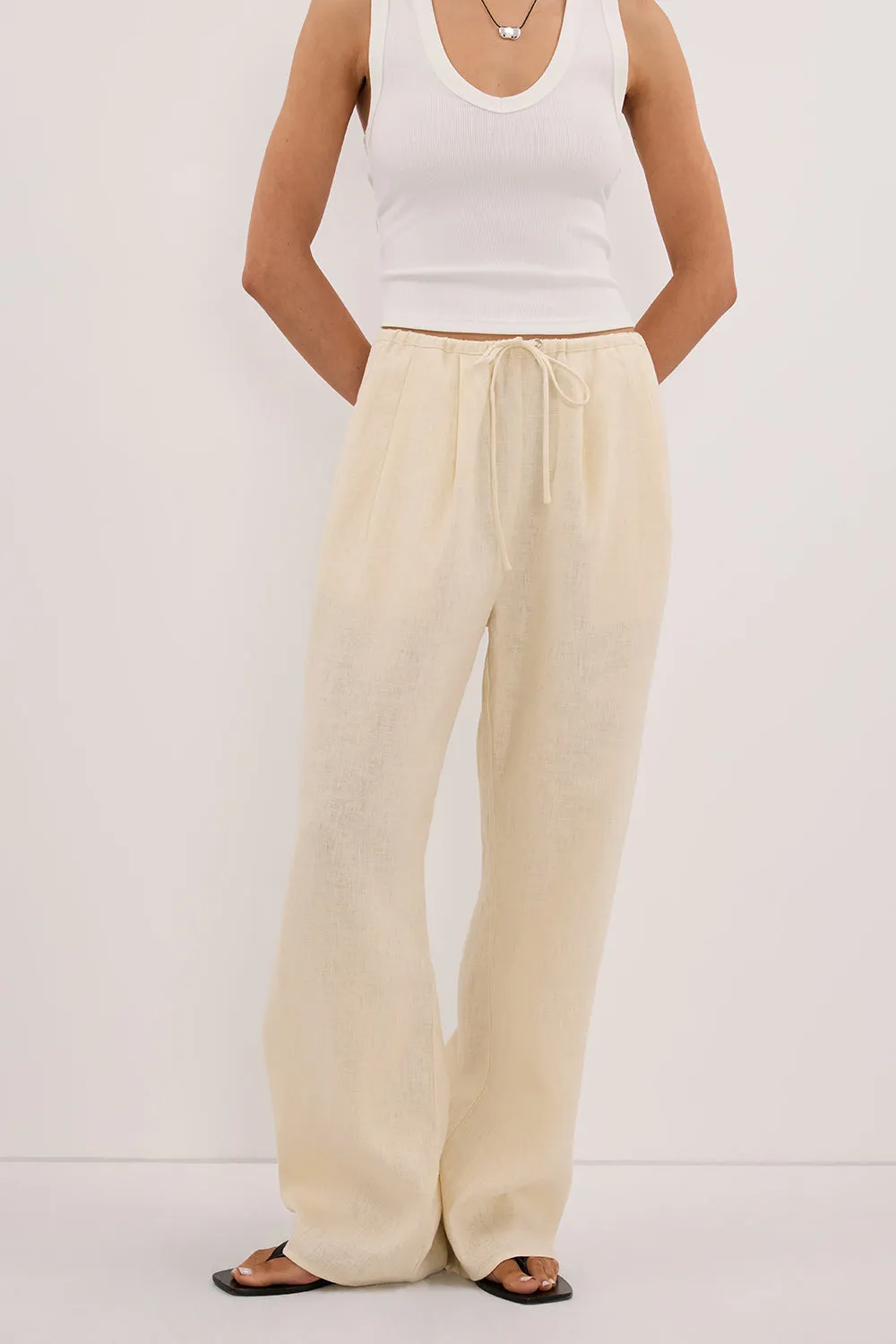 CARLA STRAW DRAWSTRING LINEN PANT sold by Dissh product image thumbnail 2