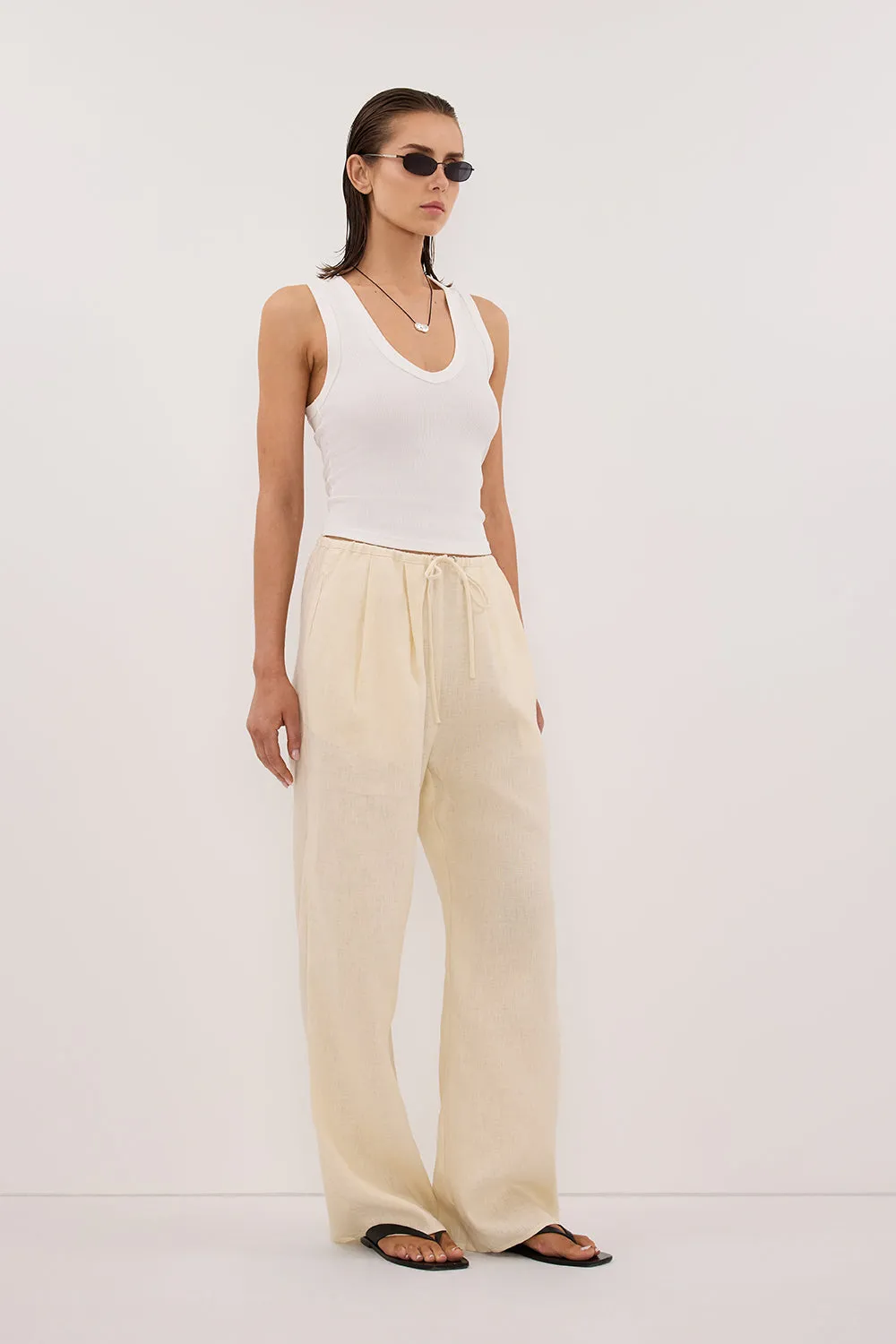 CARLA STRAW DRAWSTRING LINEN PANT sold by Dissh product image thumbnail 3