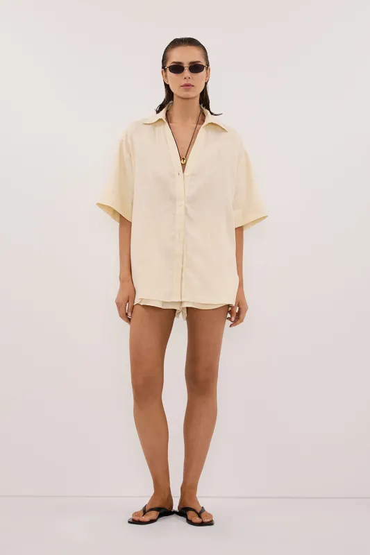 HELENA STRAW LINEN SHORT sold by Dissh