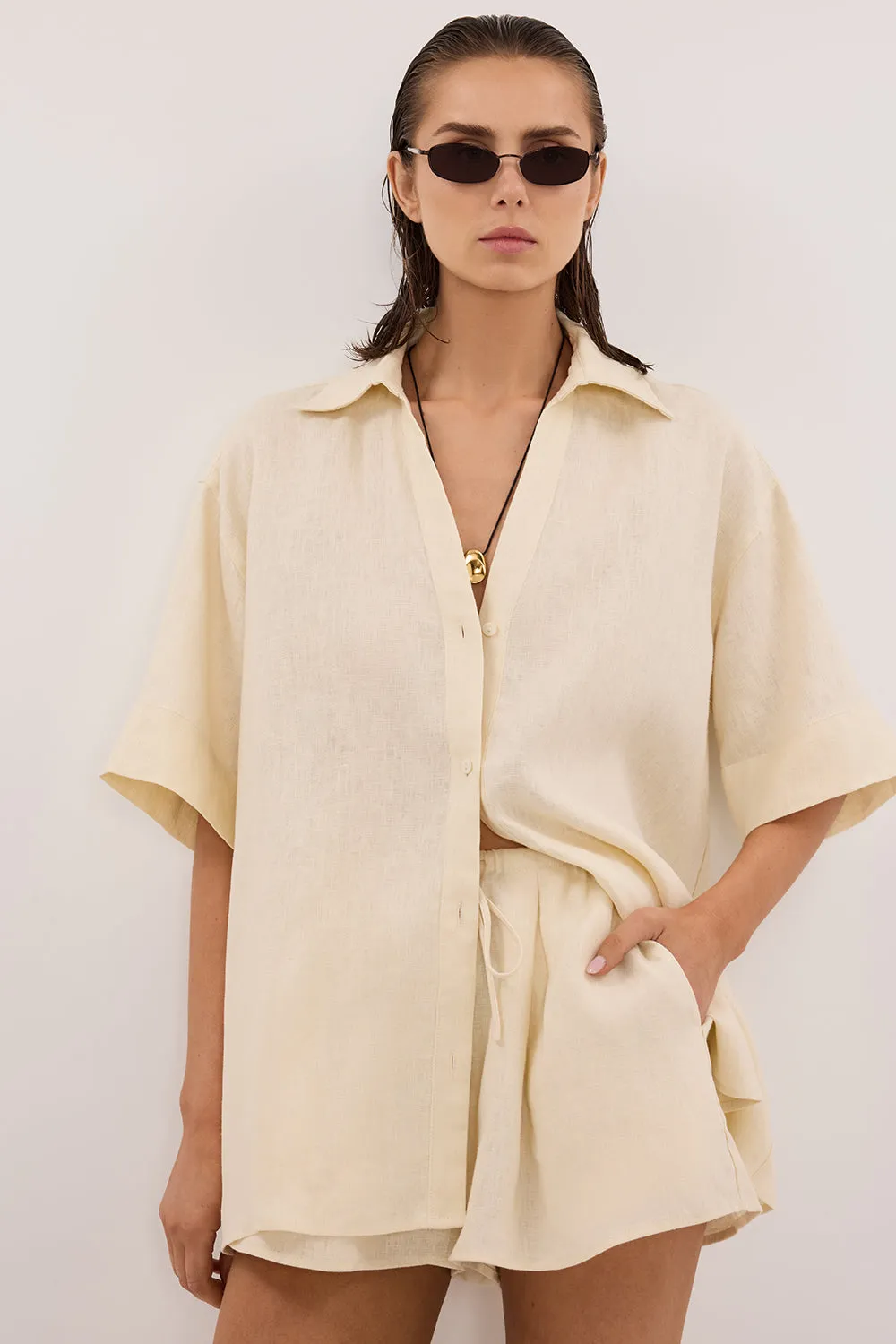 HELENA STRAW LINEN SHORT sold by Dissh product image thumbnail 2