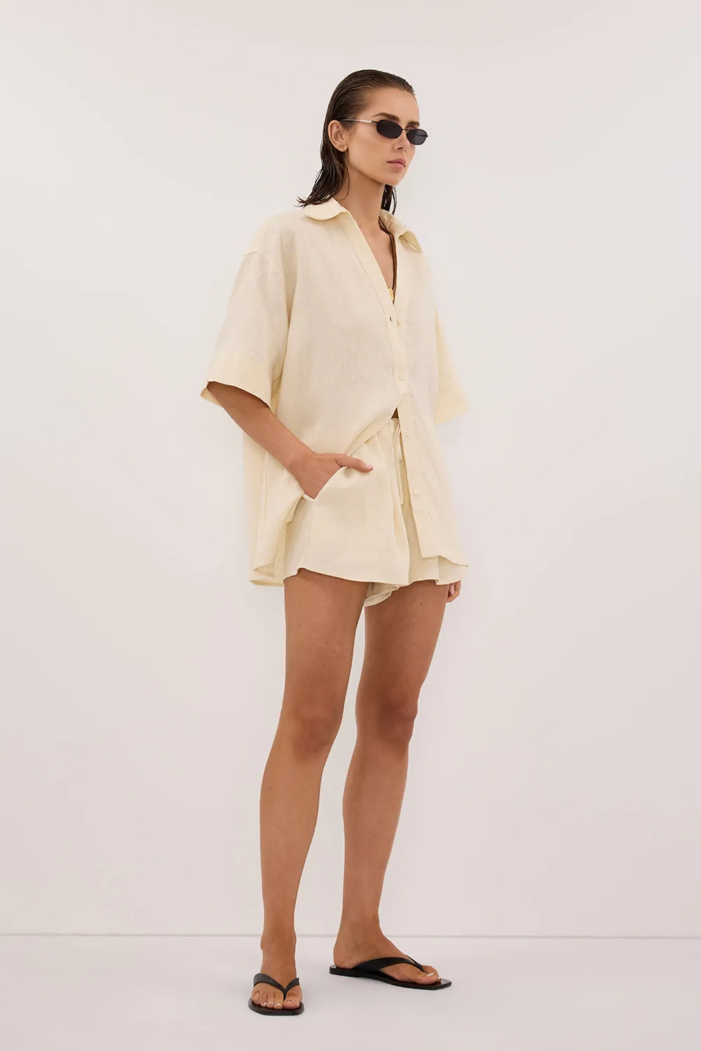 HELENA STRAW SHORT SLEEVE LINEN SHIRT sold by Dissh product image thumbnail 3