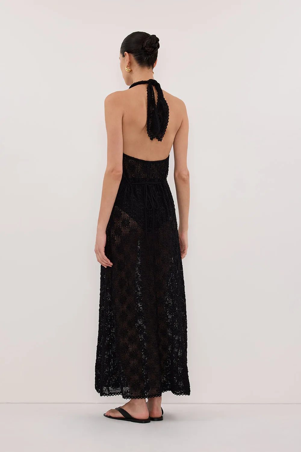 AGNES BLACK CROCHET HALTER MIDI DRESS sold by Dissh product image thumbnail 4