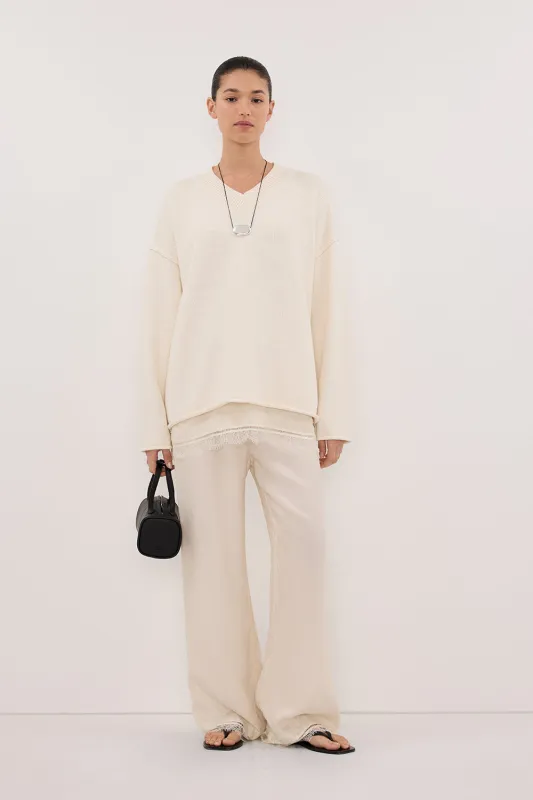 FLINT CREAM V NECK KNIT JUMPER sold by Dissh