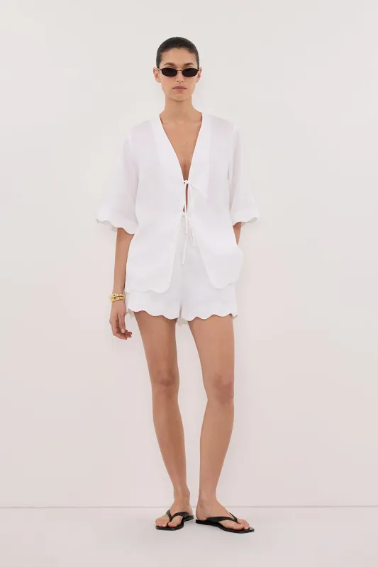 LELA WHITE LINEN SHORT sold by Dissh