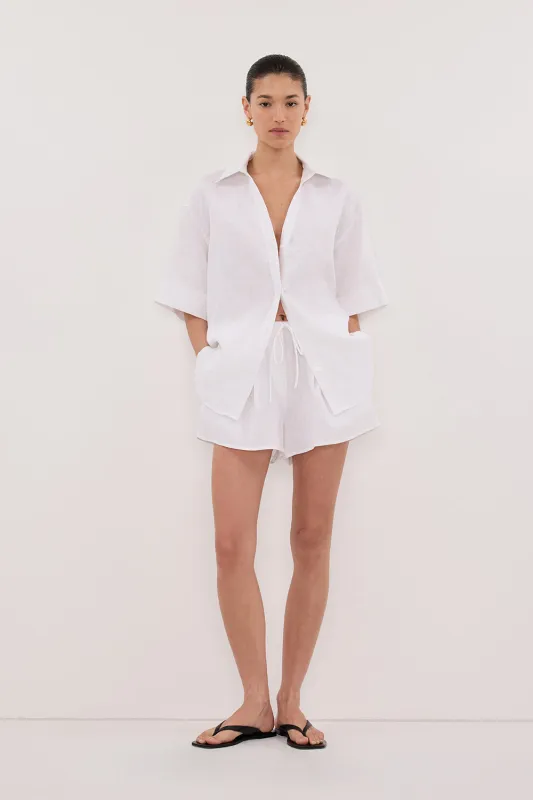 HELENA WHITE LINEN SHORT sold by Dissh