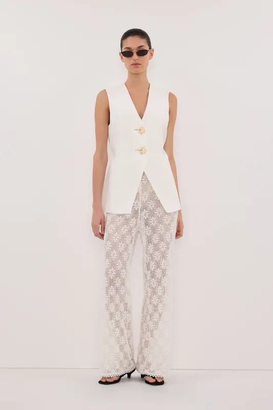 AMERY WHITE SLEEVELESS GOLD BUTTON VEST sold by Dissh