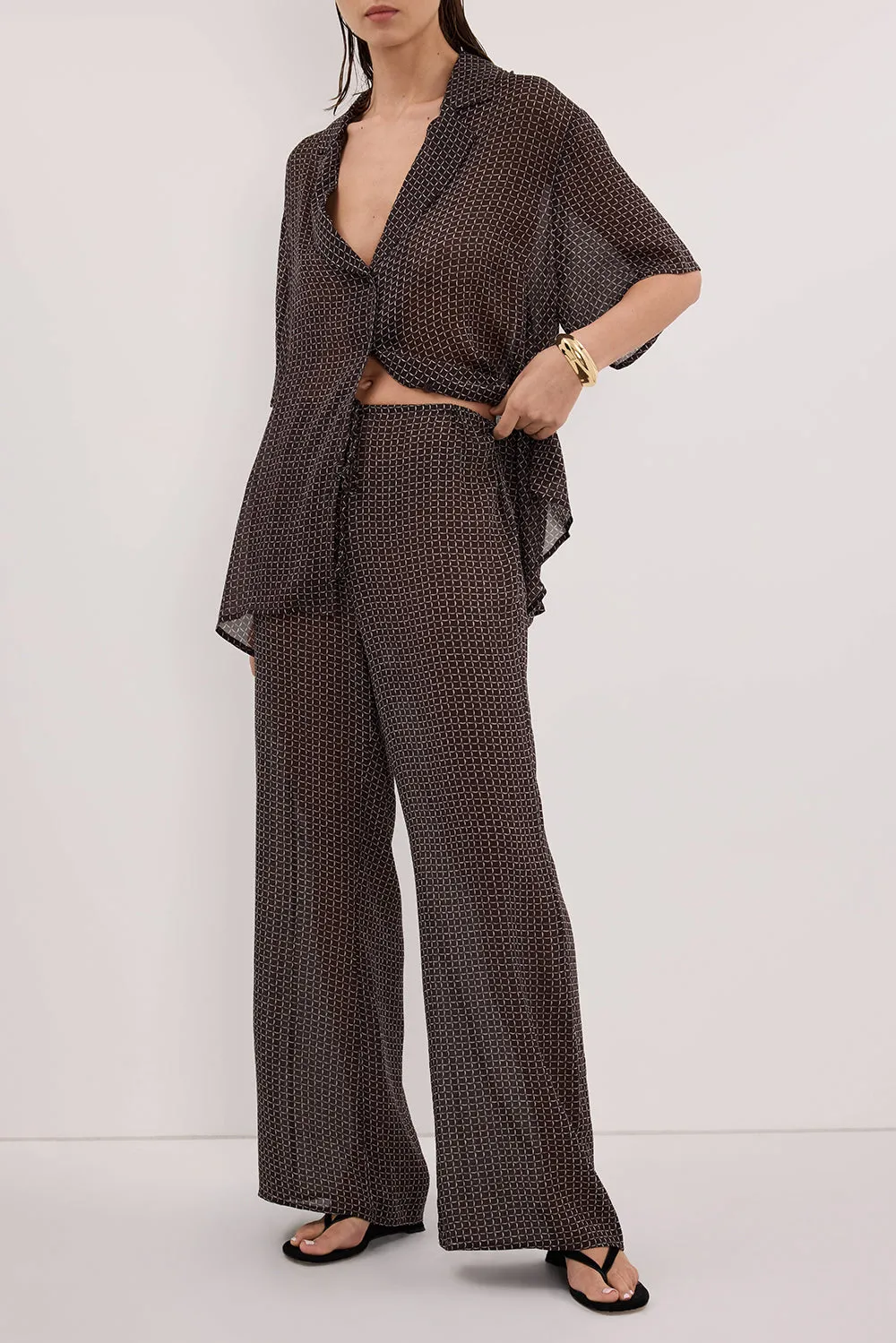 TIA CHOC MICRO CHECK PANT sold by Dissh product image thumbnail 2