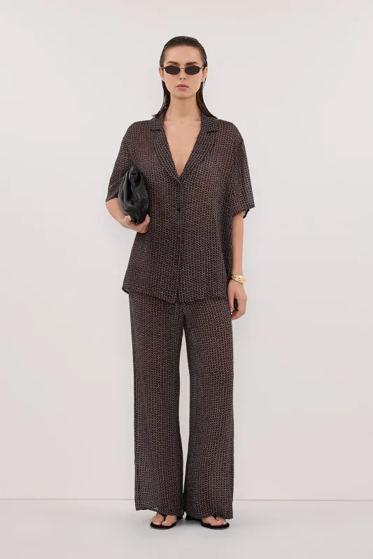 TIA CHOC MICRO CHECK PANT sold by Dissh