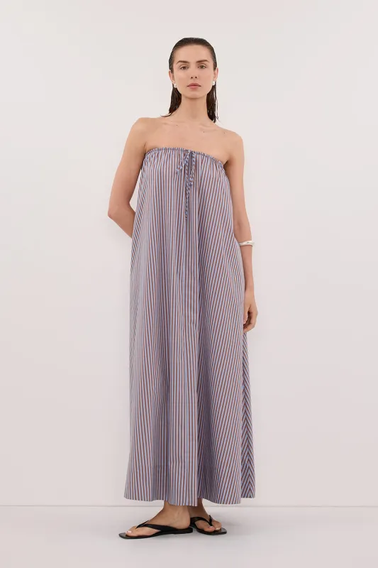 HARRI STRIPE STRAPLESS MIDI DRESS sold by Dissh