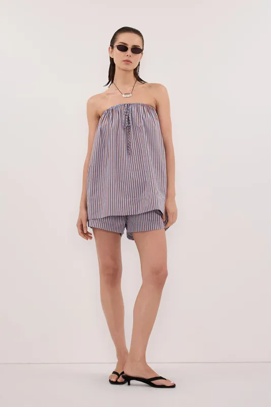 HARRI STRIPE STRAPLESS TOP sold by Dissh