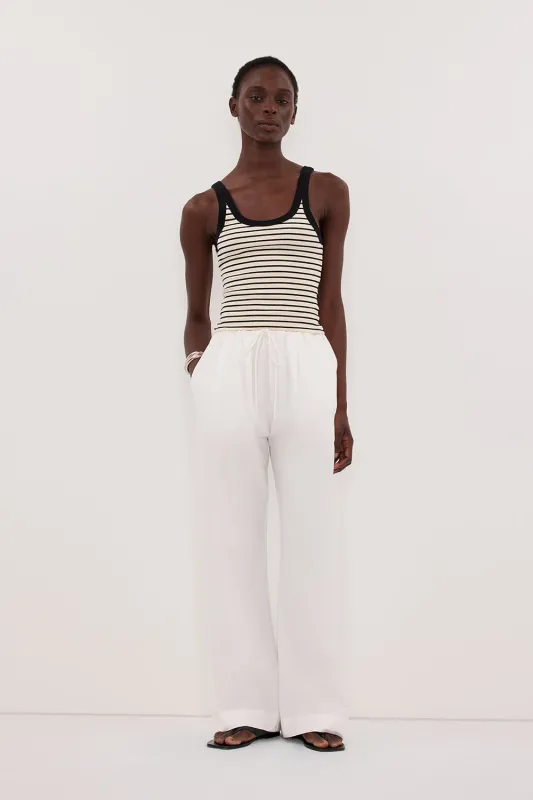 PENNY CREAM SLEEVELESS STRIPE KNIT TANK TOP made by Dissh