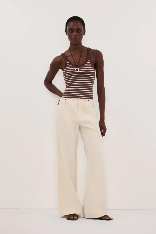 PENNY CHOC SLEEVELESS STRIPE KNIT TANK TOP made by Dissh