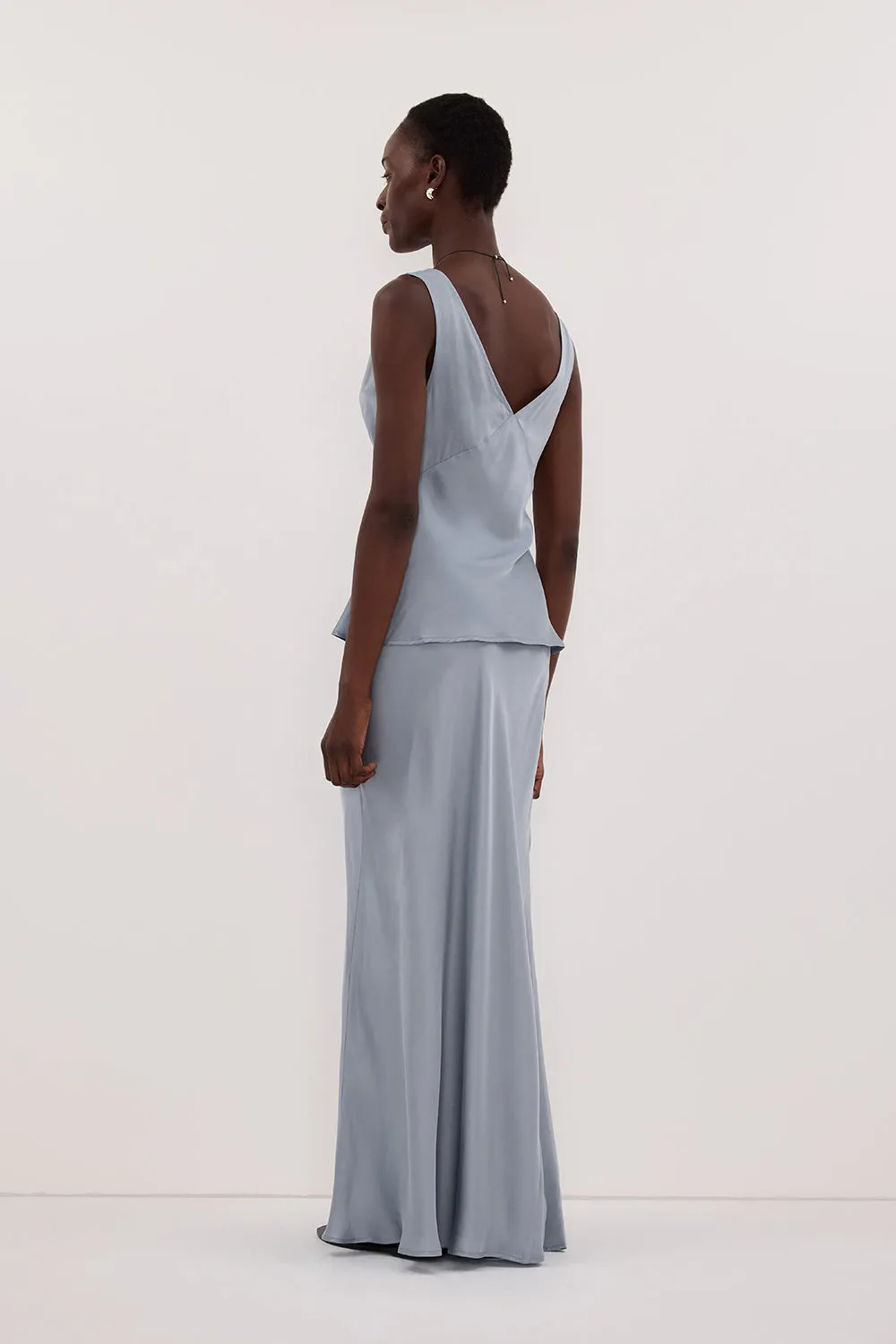 COLETTE DUSTY BLUE SILK MAXI SKIRT sold by Dissh product image thumbnail 4