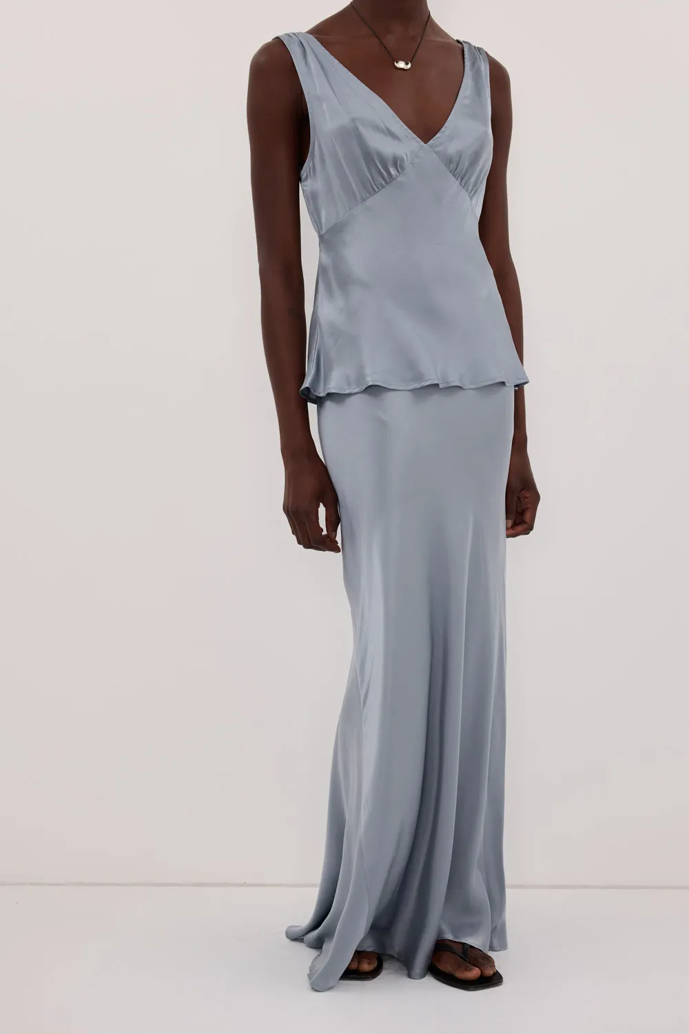 COLETTE DUSTY BLUE SILK MAXI SKIRT sold by Dissh product image thumbnail 2