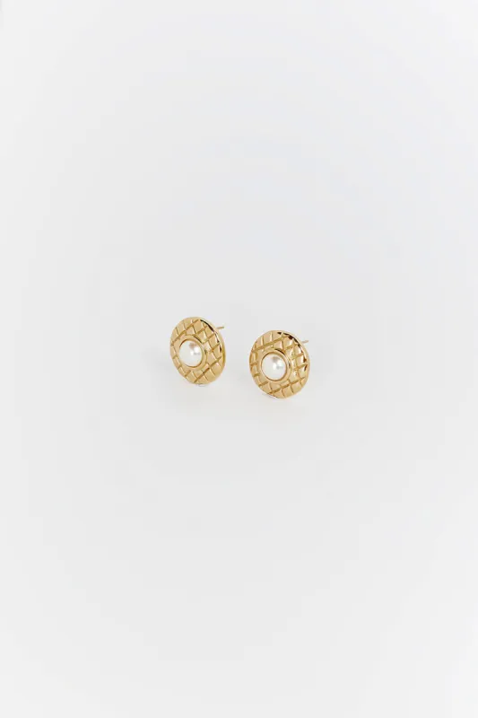CENDRE MARNI GOLD & PEARL STUDS sold by Dissh