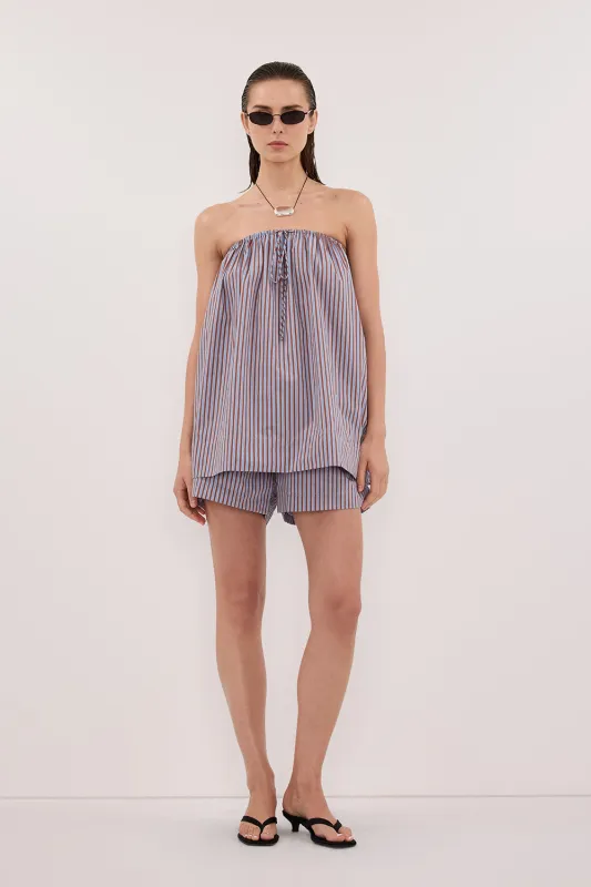 HARRI STRIPE COTTON BLEND SHORTS made by Dissh