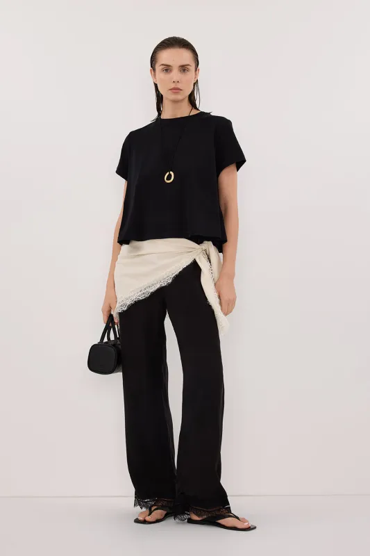 TATUM BLACK SHORT SLEEVE COTTON TEE sold by Dissh