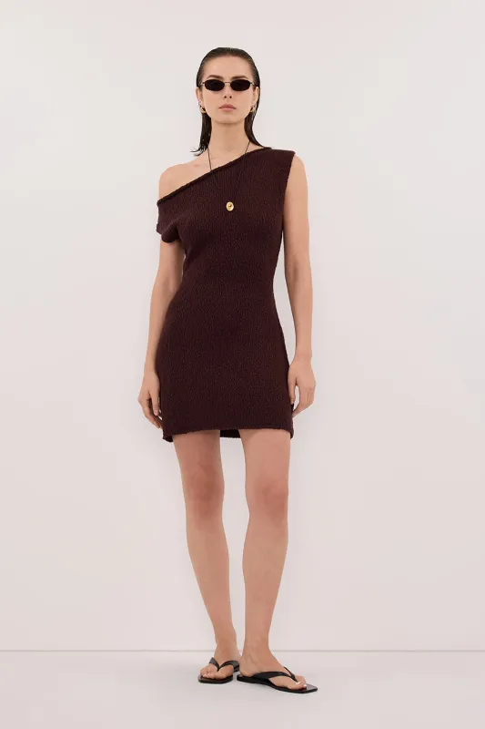 DINA CHOC ASYM KNIT MINI DRESS made by Dissh