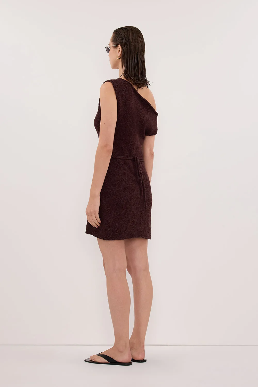 DINA CHOC ASYM KNIT MINI DRESS sold by Dissh product image thumbnail 4