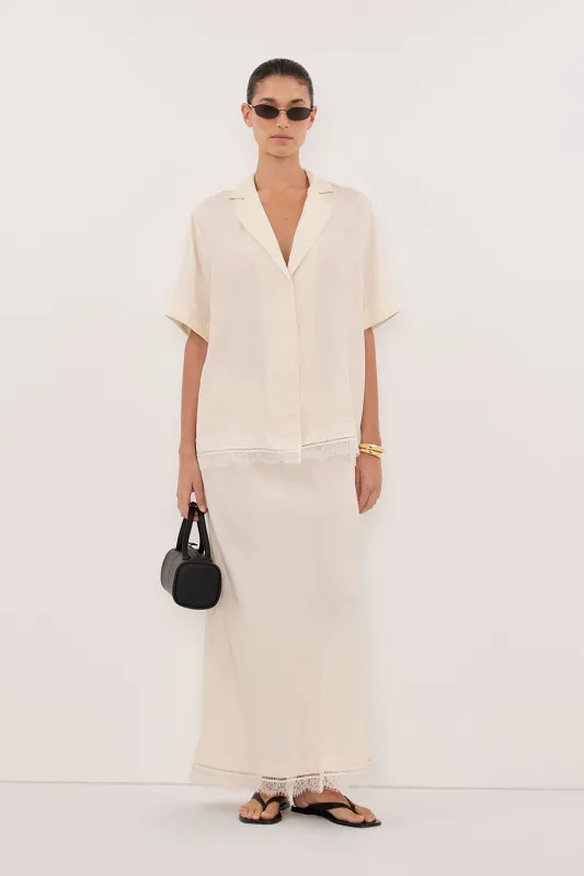 ANDREA SANDSTONE CUPRO LACE MIDI SKIRT sold by Dissh