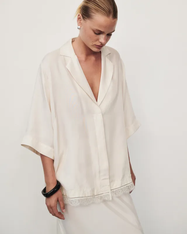 ANDREA SANDSTONE CUPRO LACE SHIRT made by Dissh
