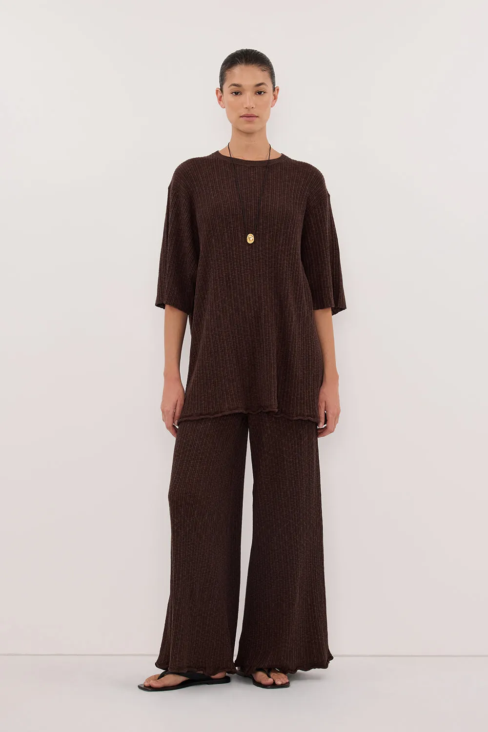 MAX CHOC WIDE LEG KNIT PANT sold by Dissh