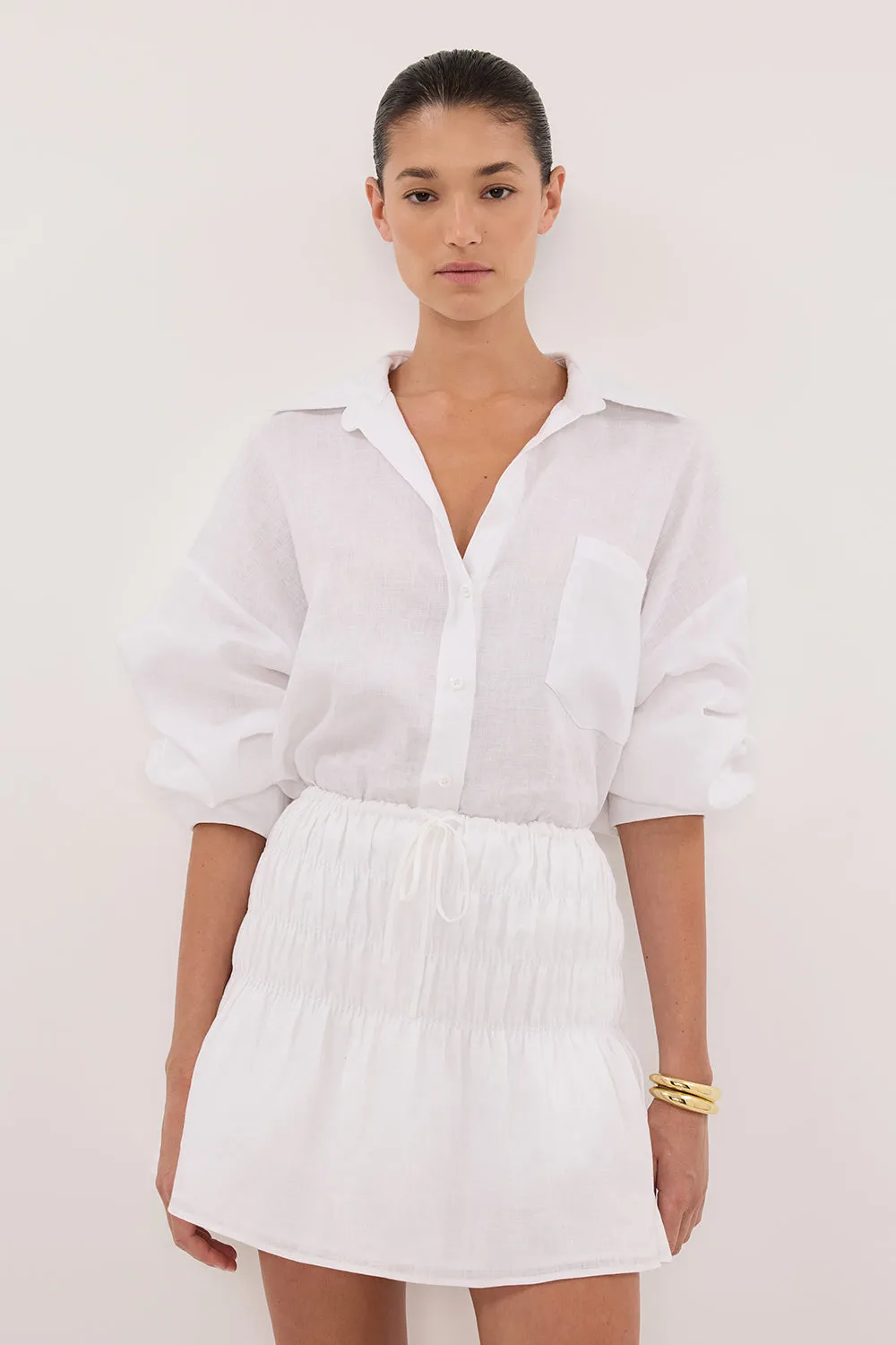 MAIA WHITE LINEN MINI SKIRT sold by Dissh product image thumbnail 2