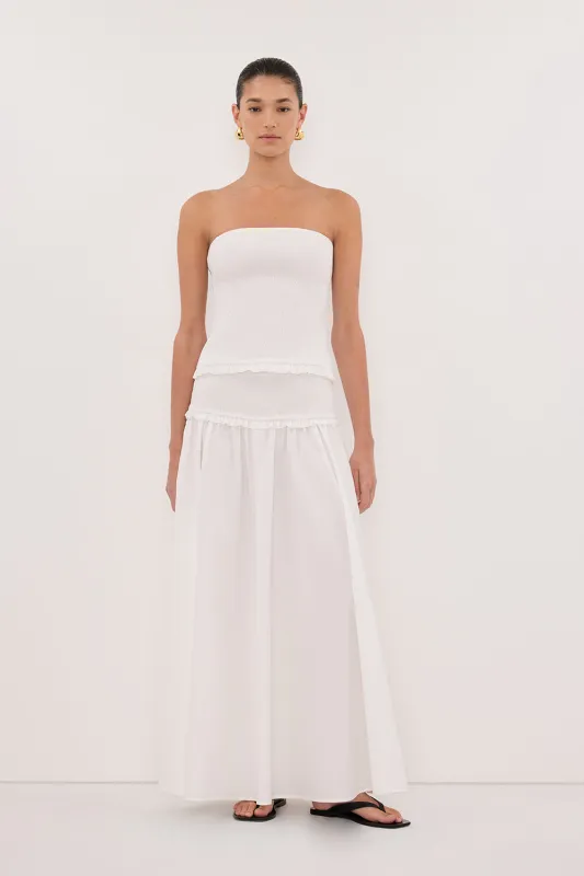 EDIE WHITE COTTON MIDI SKIRT sold by Dissh