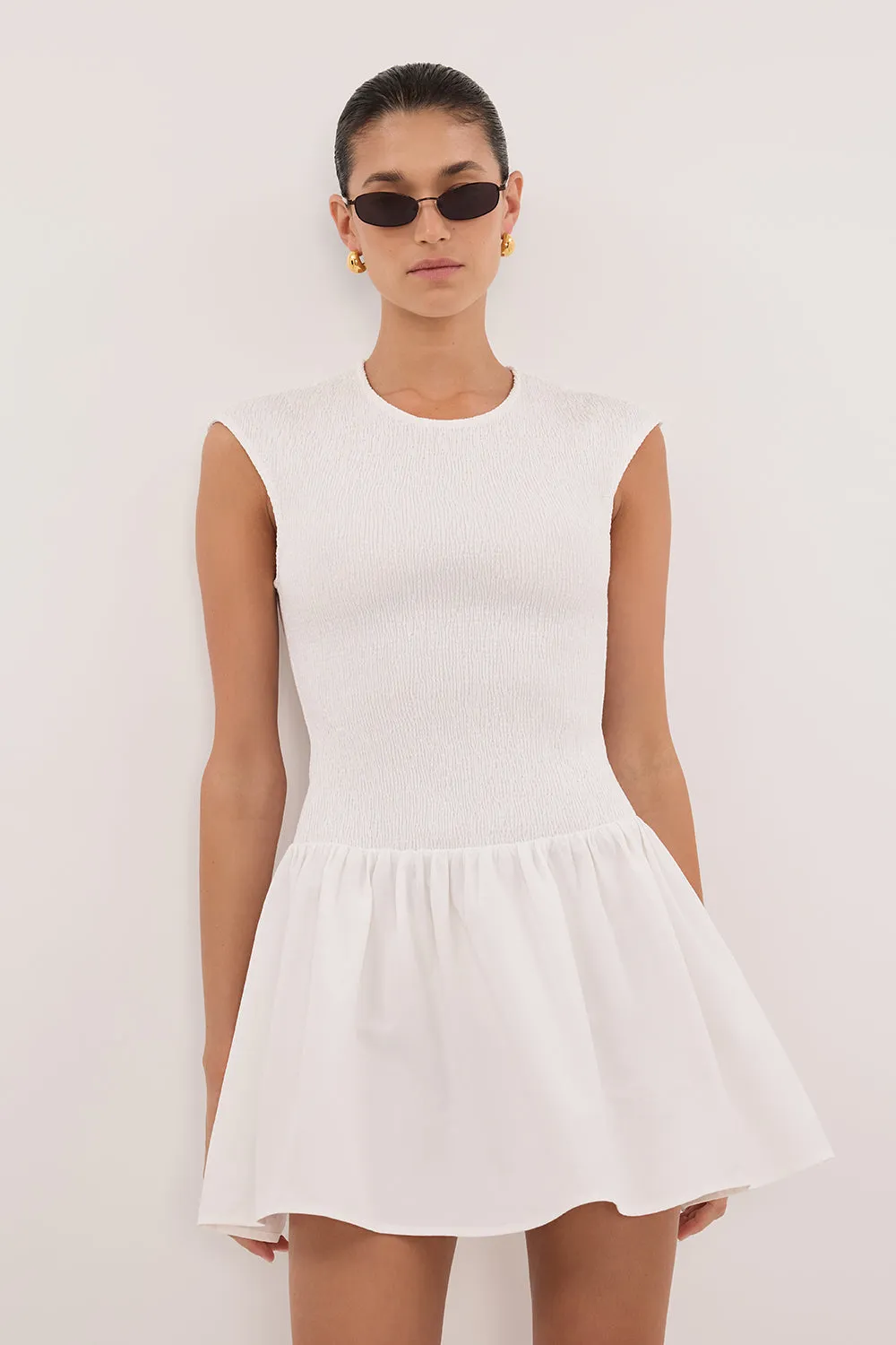 RUBI WHITE COTTON MINI DRESS sold by Dissh product image thumbnail 3