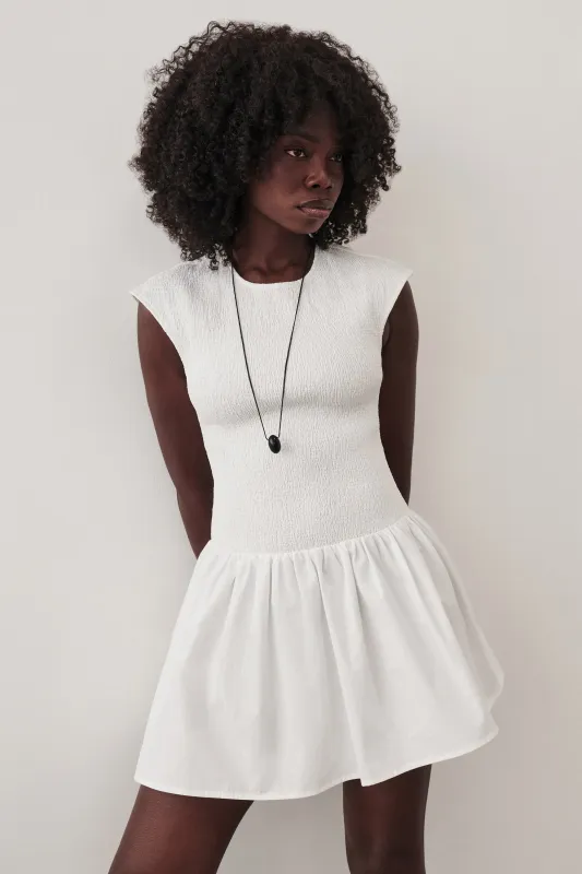 RUBI WHITE COTTON MINI DRESS sold by Dissh