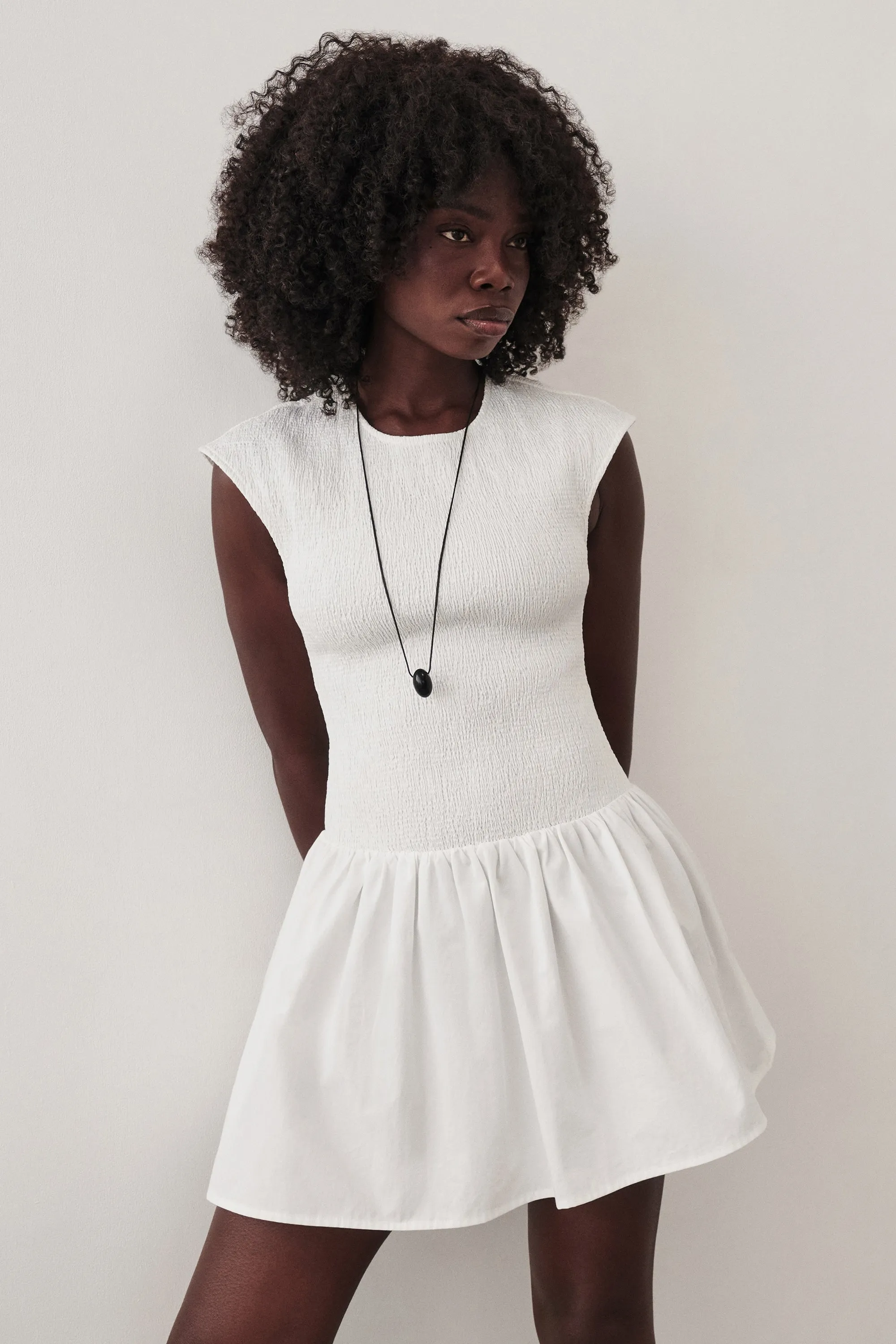 RUBI WHITE COTTON MINI DRESS sold by Dissh