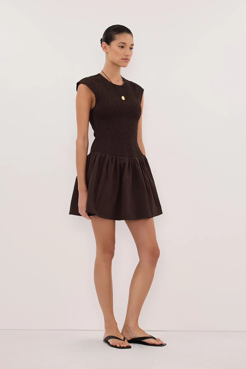 RUBI BURNT CHOC COTTON MINI DRESS sold by Dissh product image thumbnail 3