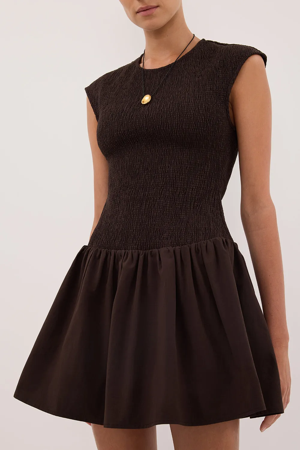 RUBI BURNT CHOC COTTON MINI DRESS sold by Dissh product image thumbnail 5