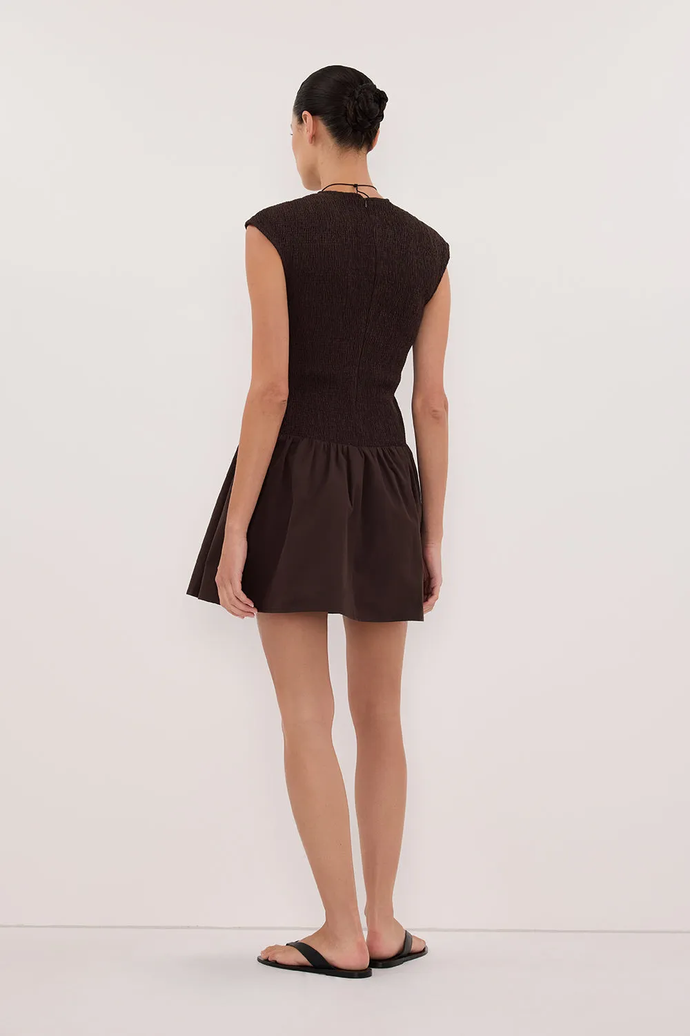RUBI BURNT CHOC COTTON MINI DRESS sold by Dissh product image thumbnail 4