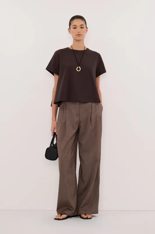 TATUM BITTER CHOC SHORT SLEEVE COTTON TEE sold by Dissh