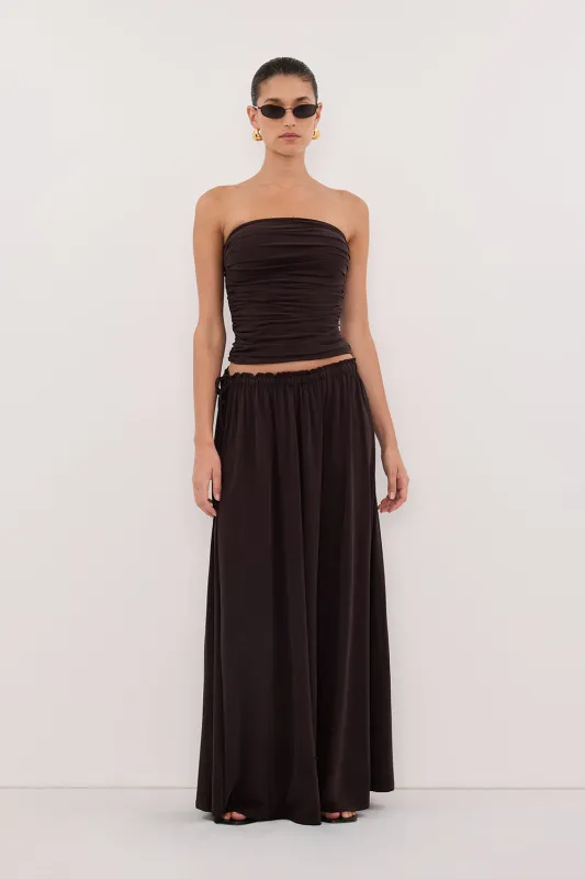 SHARI BURNT CHOC STRAPLESS BANDEAU TOP sold by Dissh