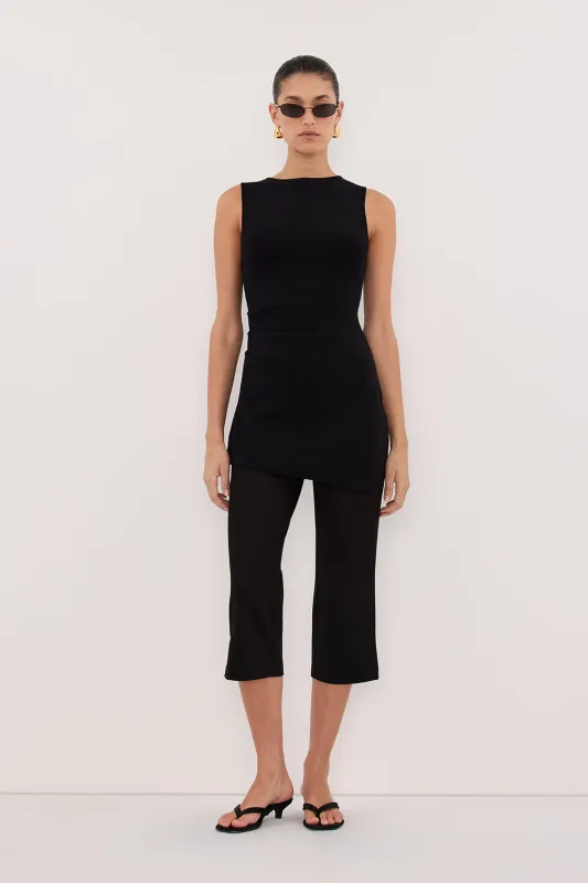 CLEO BLACK SLEEVELESS LONGLINE KNIT TOP  sold by Dissh