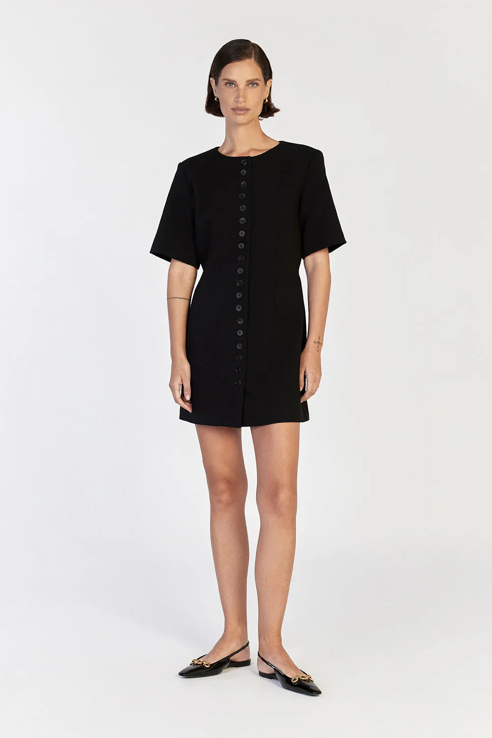 LIA BLACK SLEEVED MINI DRESS sold by Dissh