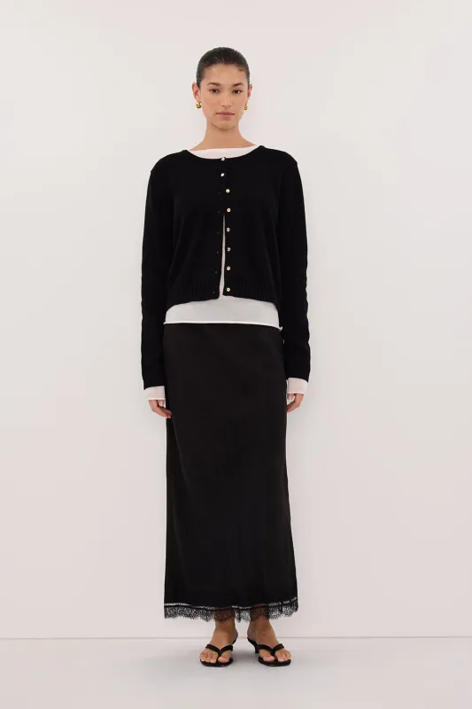 LISE BLACK LIGHT KNIT CARDIGAN sold by Dissh