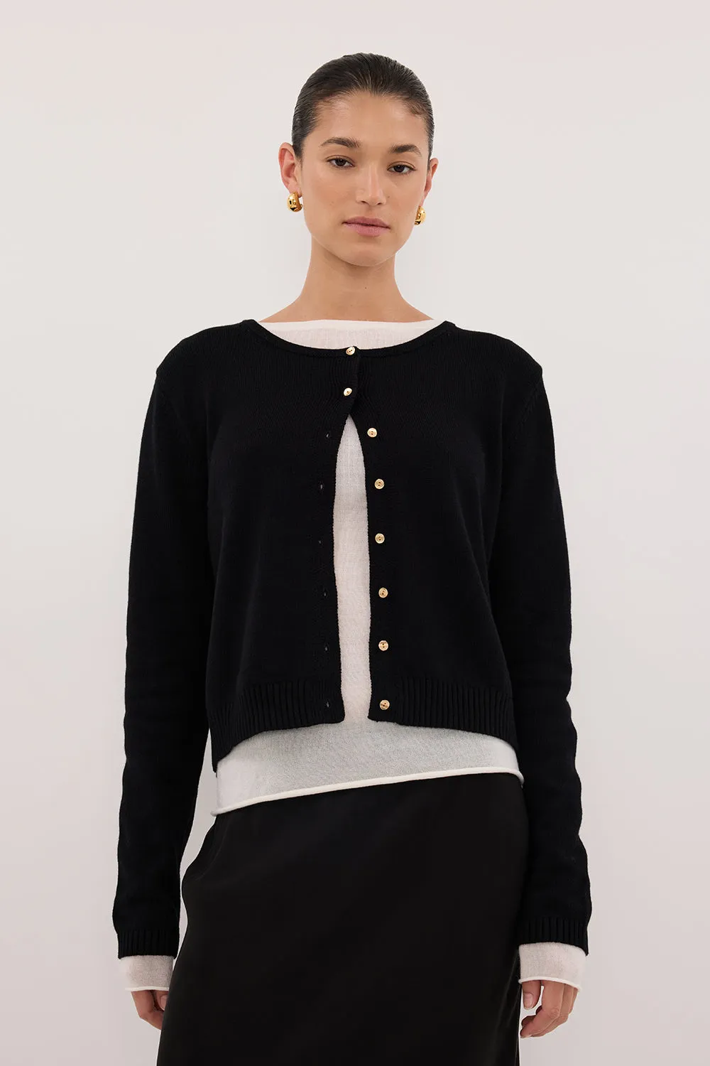 LISE BLACK LIGHT KNIT CARDIGAN sold by Dissh product image thumbnail 2