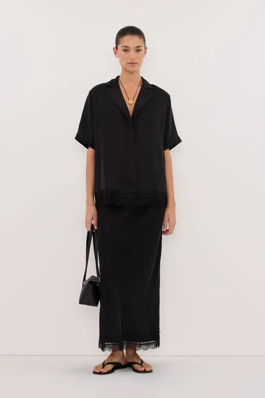 ANDREA BLACK CUPRO LACE SHIRT made by Dissh