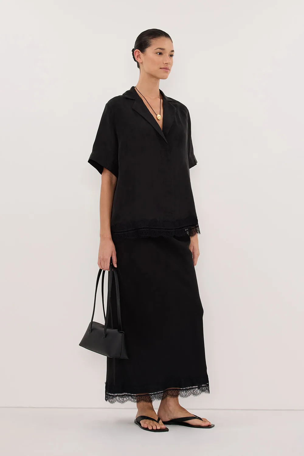 ANDREA BLACK CUPRO LACE SHIRT sold by Dissh product image thumbnail 3