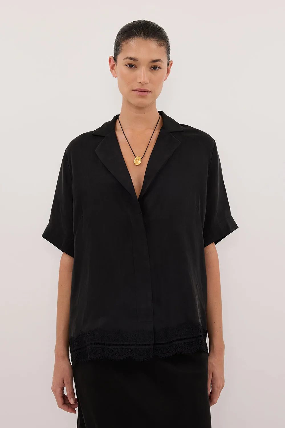 ANDREA BLACK CUPRO LACE SHIRT sold by Dissh product image thumbnail 2