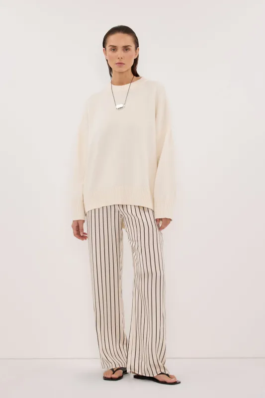 ADRIENNE CREAM STRIPE SILK PANT sold by Dissh