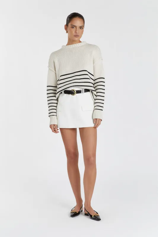 CAMILLE STONE STRIPE CROP JUMPER sold by Dissh