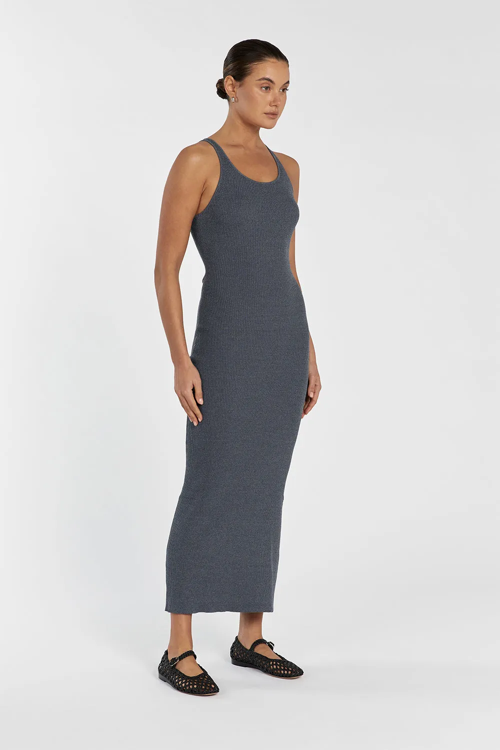 ZION DARK GREY MARLE KNIT MIDI DRESS sold by Dissh product image thumbnail 3