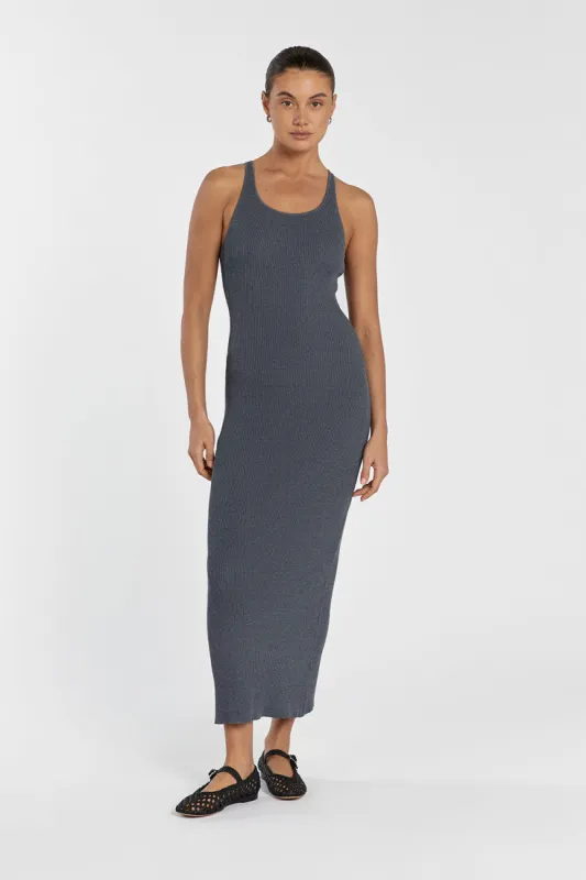 ZION DARK GREY MARLE KNIT MIDI DRESS sold by Dissh